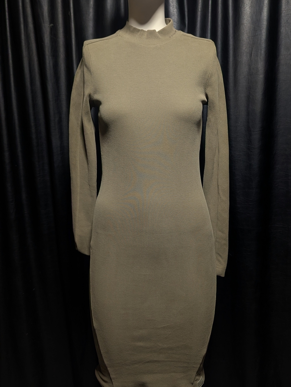 NWT G-Star RAW Antic Green Mock Neck Ribbed Midi Dress - Size XS